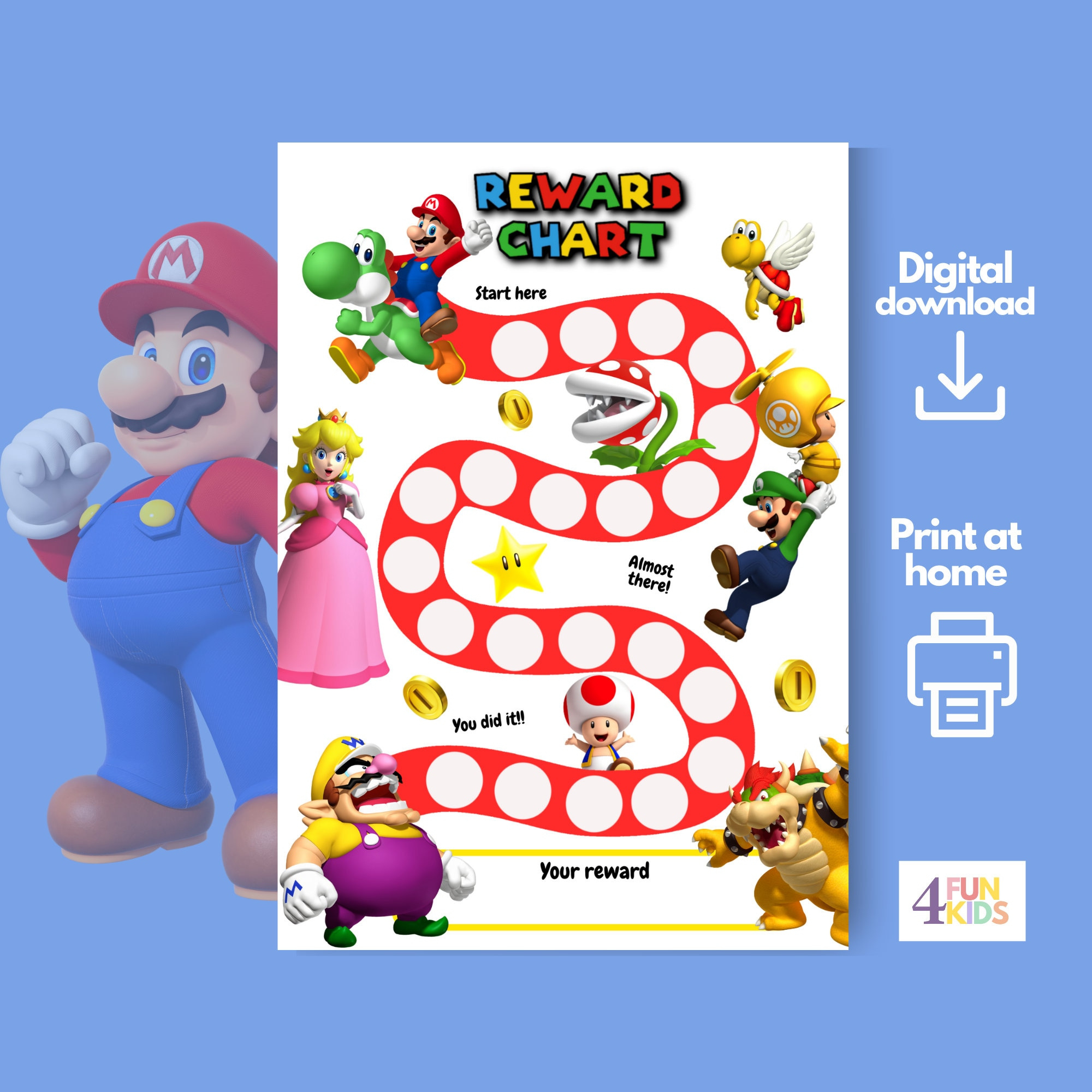 Super Mario Reward Chart | Printable Mario Behavior Chart | Daily pertaining to Free Printable Super Mario Reward Chart Printable