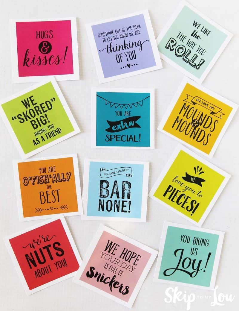 Super Sweet Care Package With Free Printable Gift Tags with regard to Free Printable Candy Bar Sayings