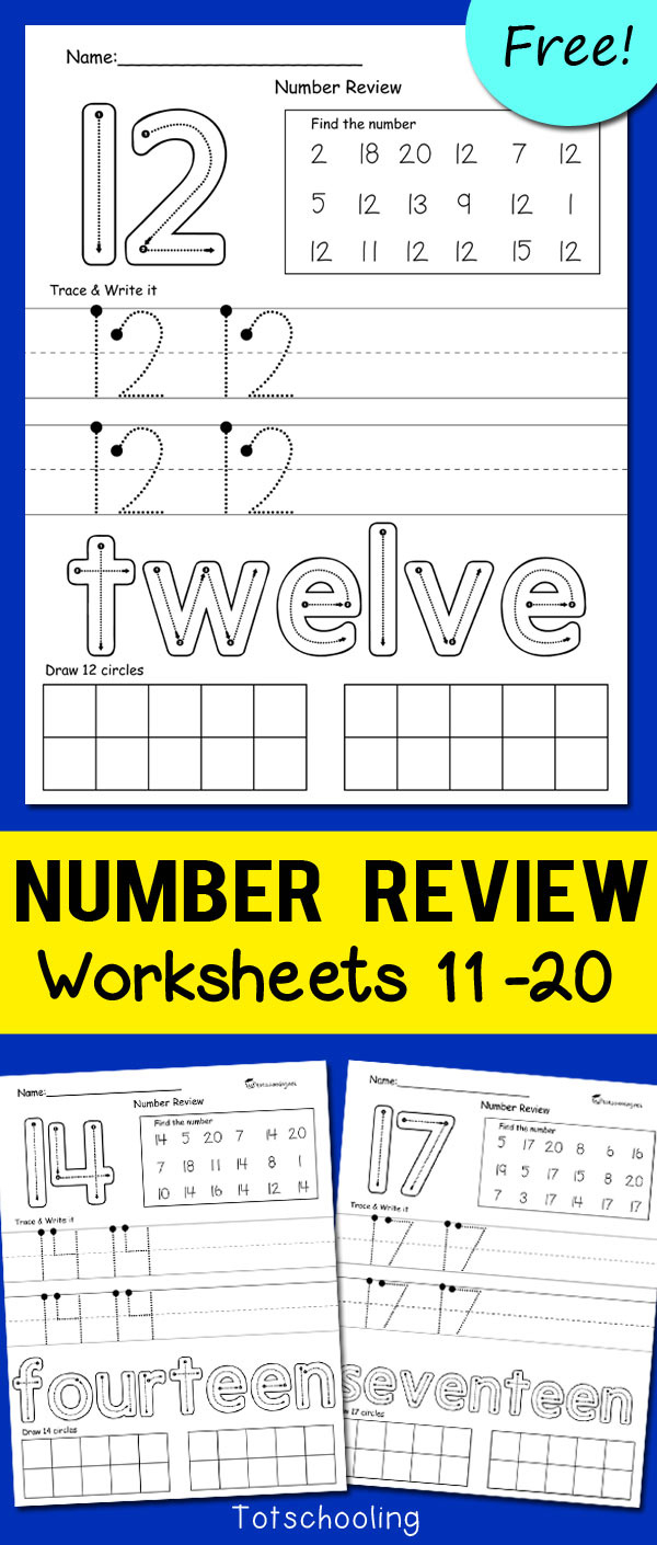 Teen Number Worksheets 11-20 | Totschooling - Toddler, Preschool inside Totschooling Net Free Printables