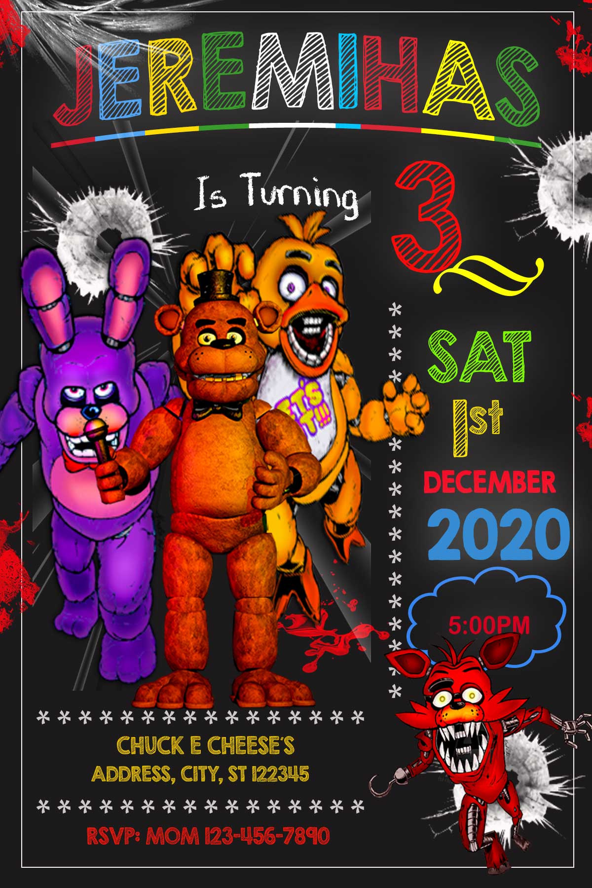 Terrific Five Nights At Freddy Birthday Invitation - Oscarsitosroom regarding Printable Five Nights At Freddy&amp;#039;S Party Ideas