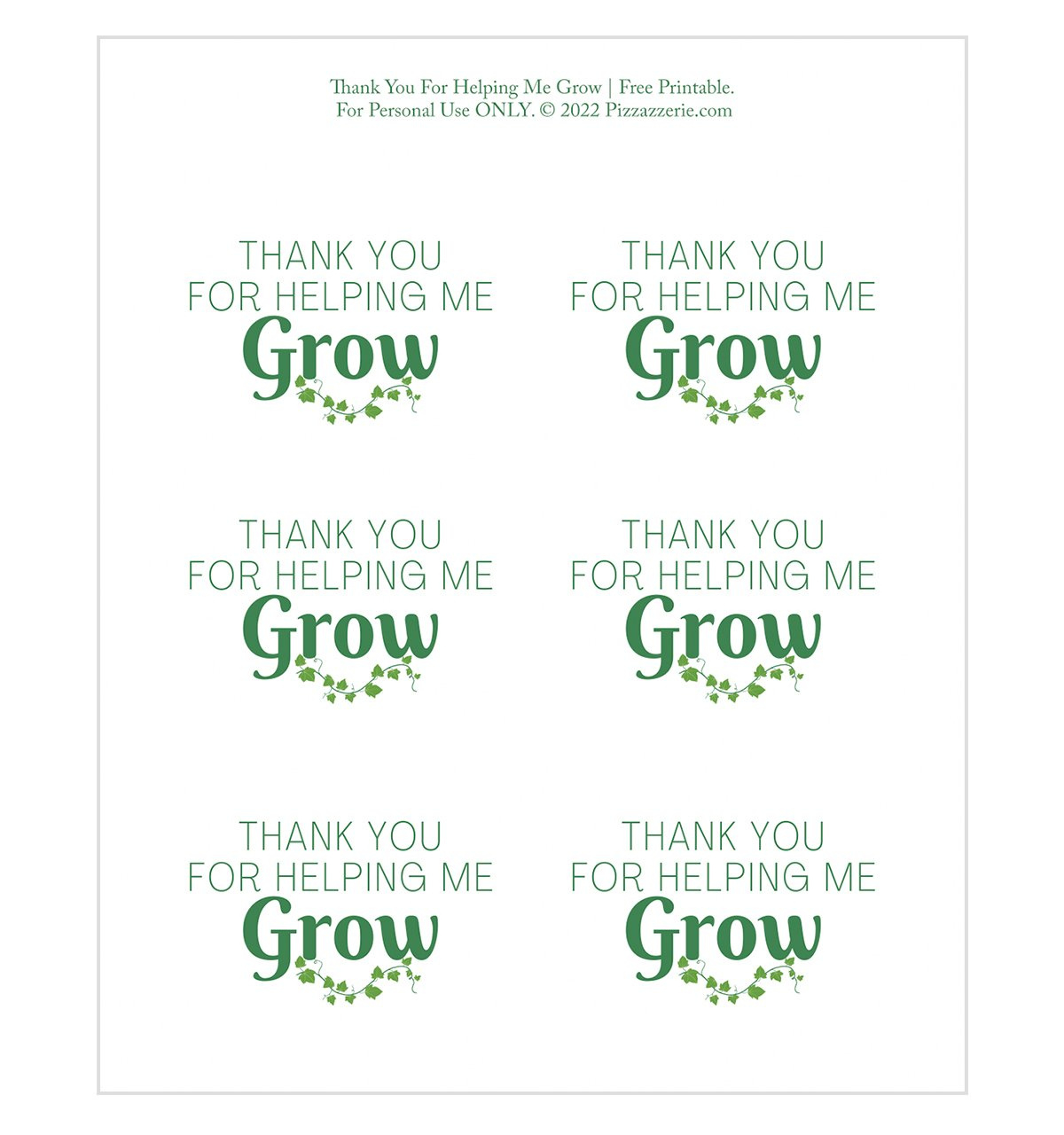 Thank You For Helping Me Grow (Teacher Gift, Free Printable pertaining to Thanks For Helping Me Grow Free Printable