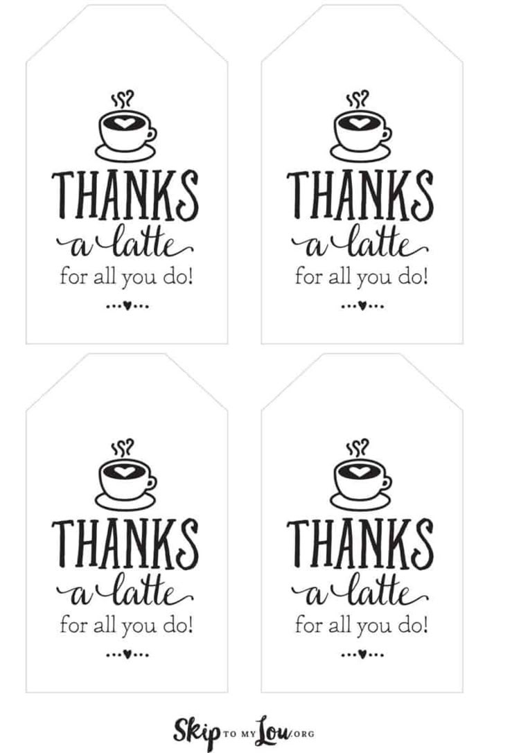 Thanks A Latte! Free Printable Gift Tags | Skip To My Lou pertaining to Free Printable Coffee Gift Tags