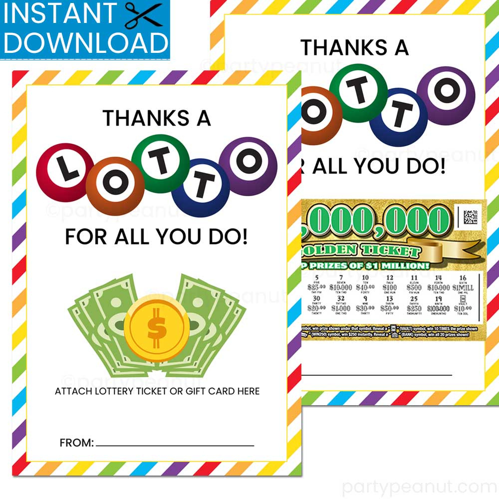 Thanks A Lotto Lottery Ticket Holder - Party Peanut regarding Lottery Ticket Teacher Appreciation Free Printable