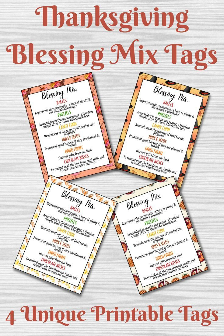 Thanksgiving Blessing Mix Tags, Thanksgiving Trail Mix in Blessing Mix Free Printable