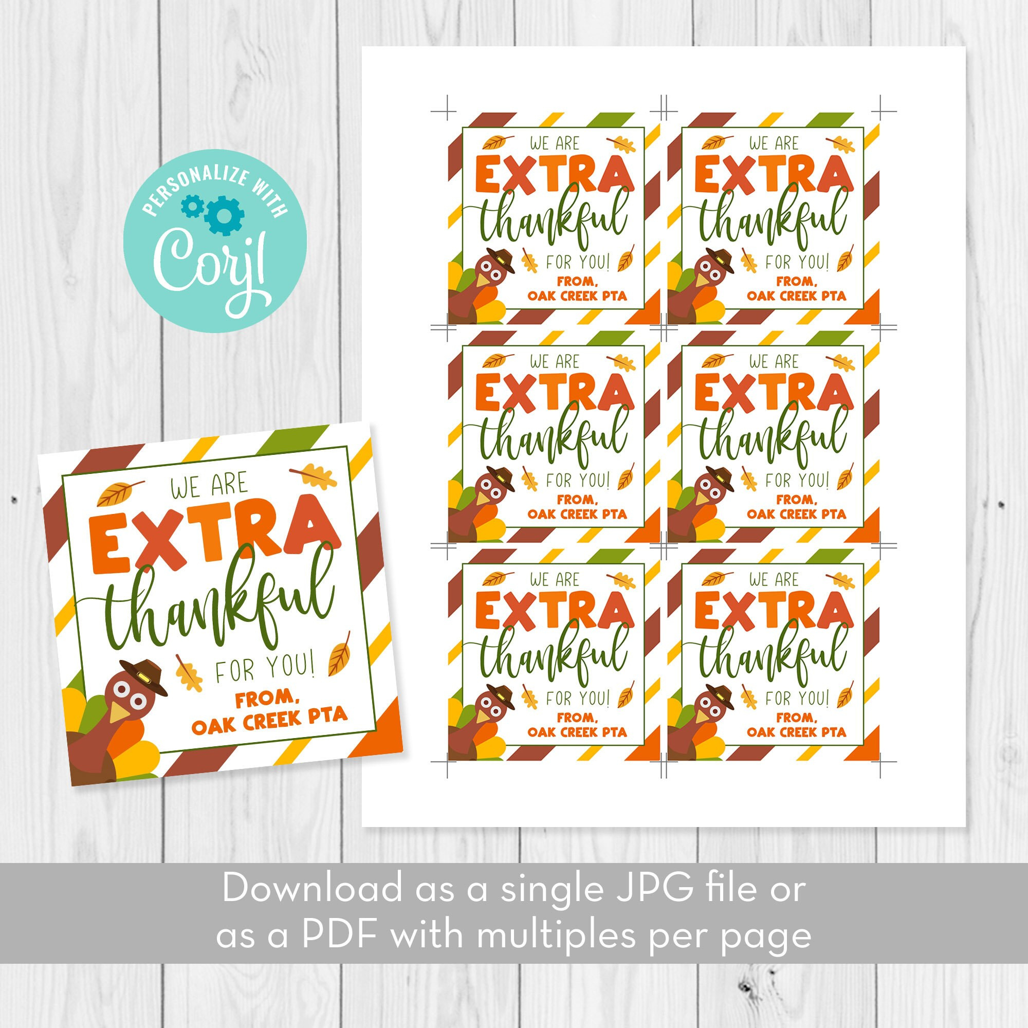 Thanksgiving We Are Extra Thankful For You Gift Tag Template, Fall with Extra Thankful For You Printable