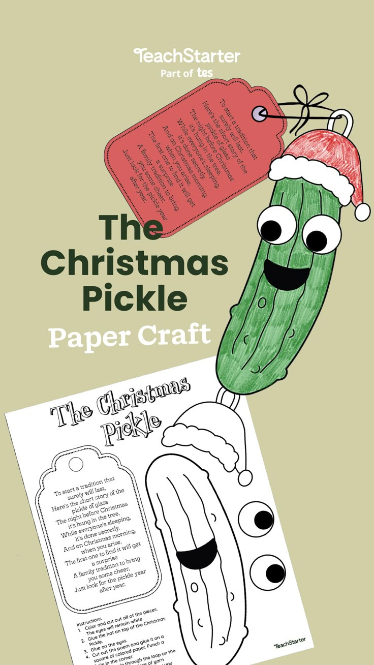 The Christmas Pickle: Printable Paper Craft intended for Free Printable Christmas Pickle Poem Printable