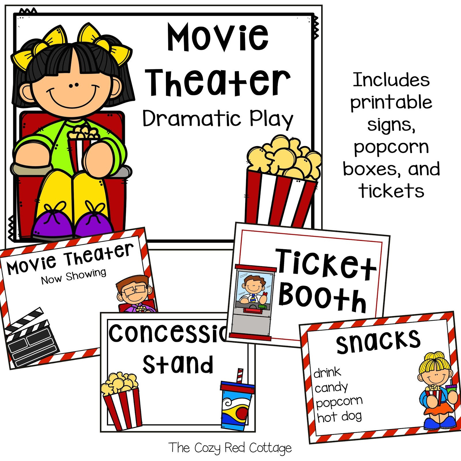 The Cozy Red Cottage: Free Movie Theater Dramatic Play within Free Dramatic Play Printables