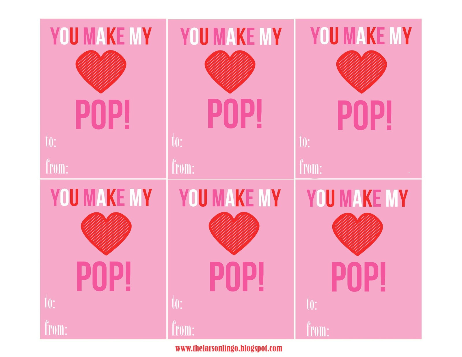 The Larson Lingo: You Make My Heart Pop {Free Printable} with regard to You Make My Heart Pop Valentine Free Printable