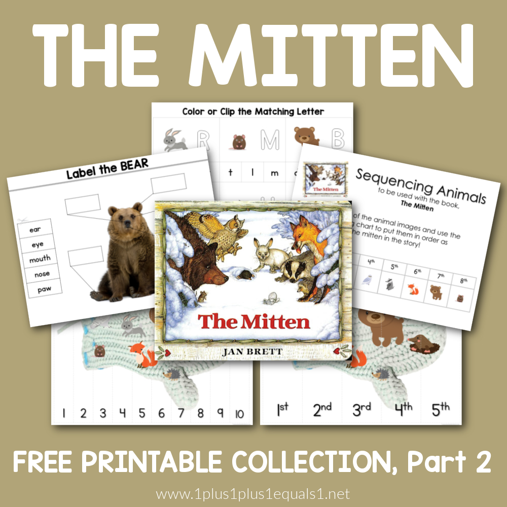 The Mitten - Free Printable Collection - 1+1+1=1 throughout Free The Mitten Printables