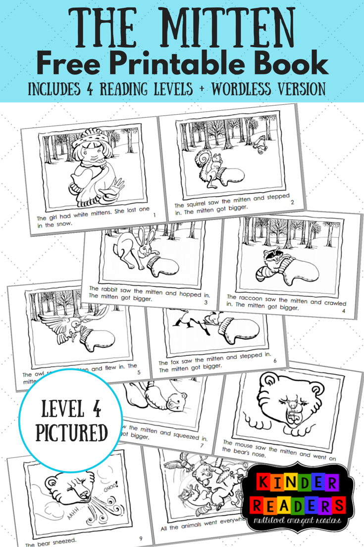The Mitten Multilevel Kinderreaders Printable Book | A To Z with Free The Mitten Printables
