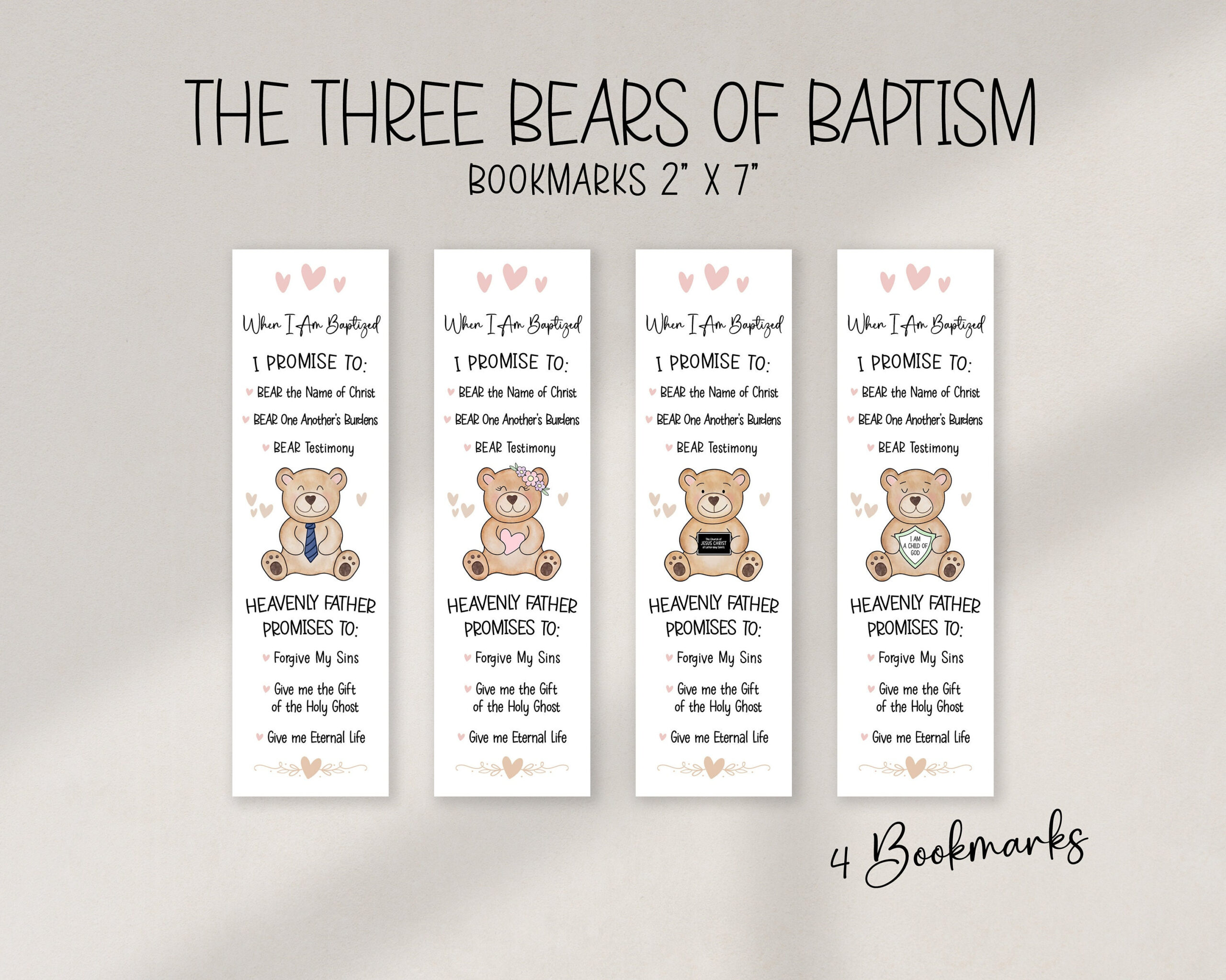 The Three Bears Of Baptism Lds Printable Kit | Baptism Talk, Signs inside 3 Bears of Baptism Free Printable