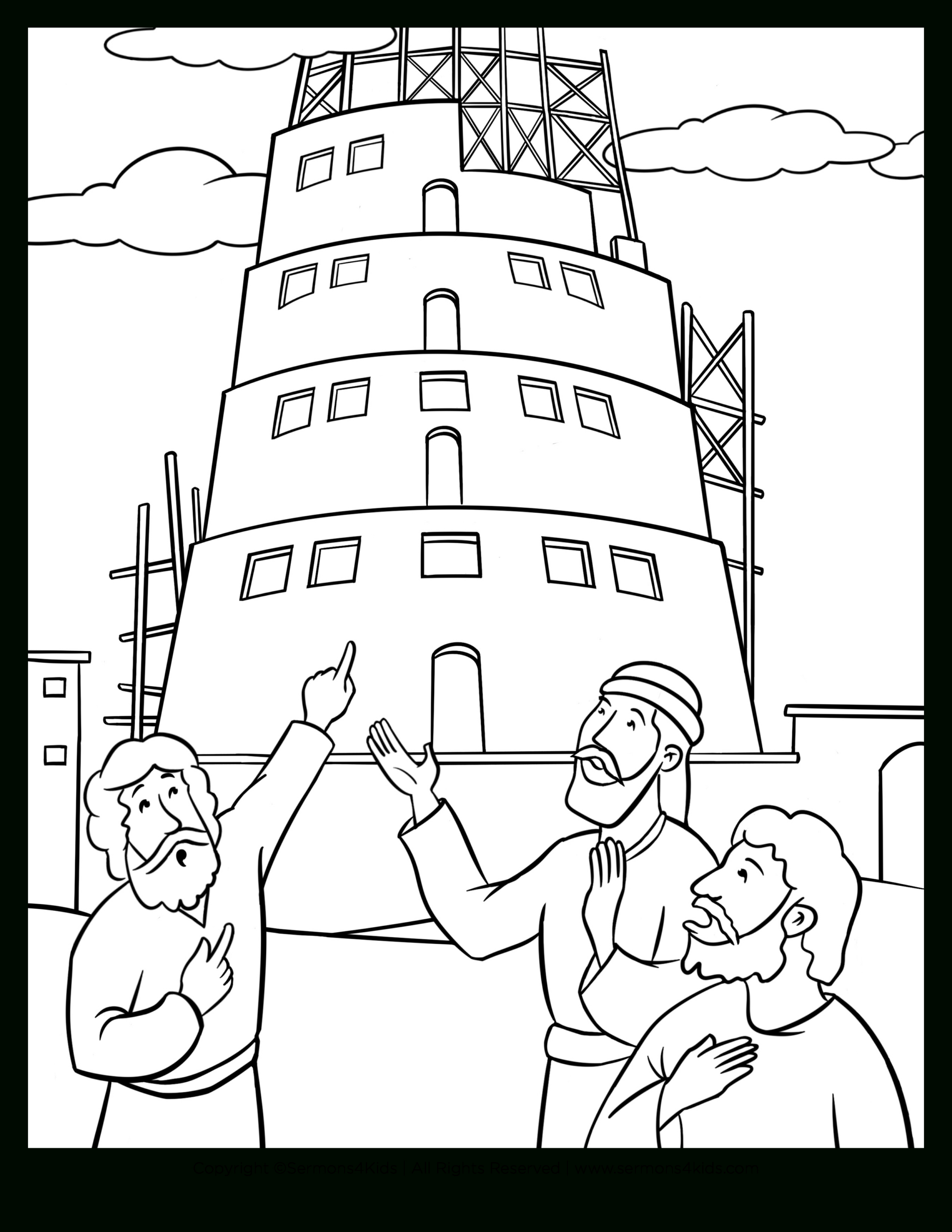 The Tower Of Babel | Children&amp;#039;S Bible Coloring Page From regarding Free Printable Tower Of Babel Activities