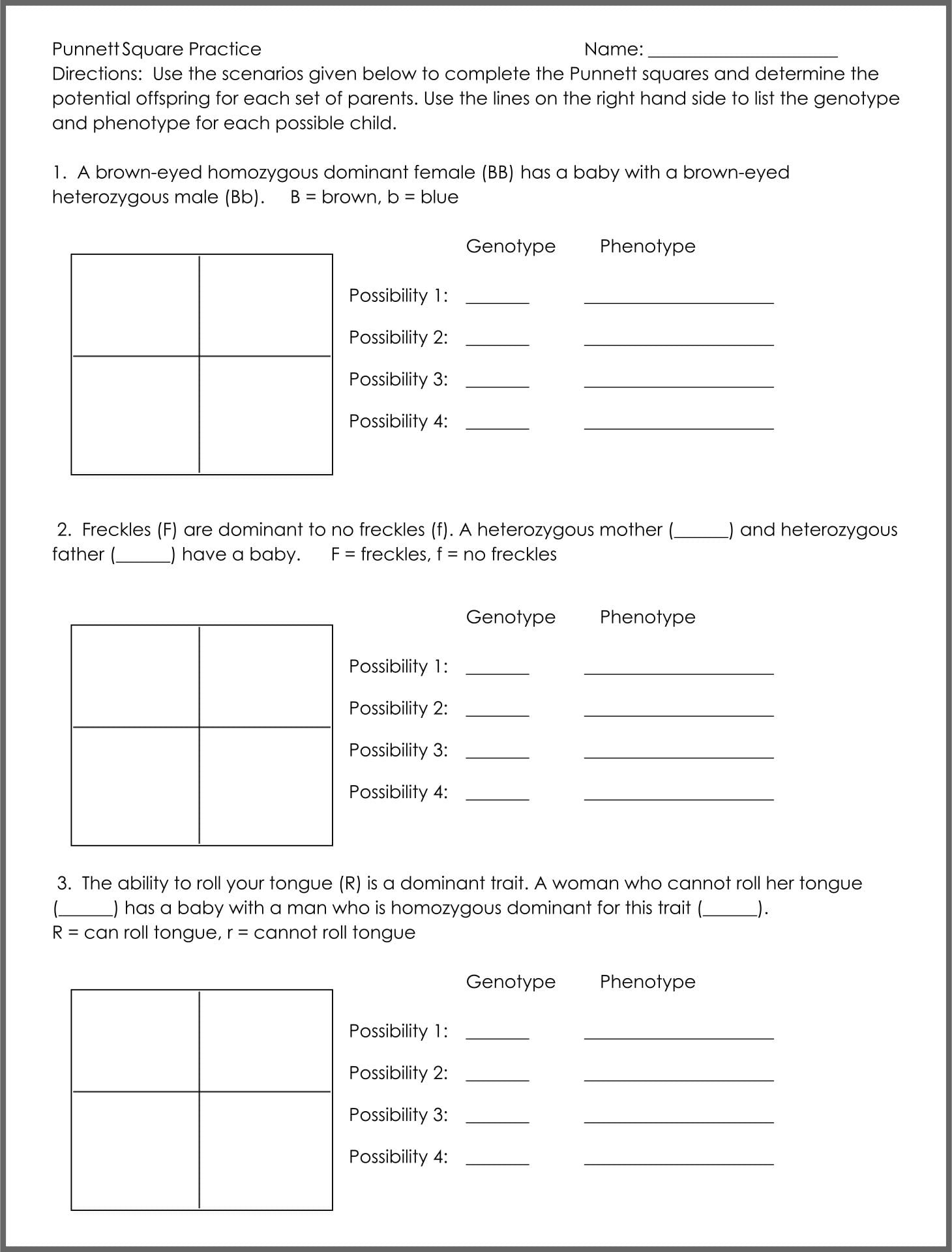 The Ultimate Guide To Free Punnett Square Worksheets: From intended for Free Printable Punnett Square Worksheets