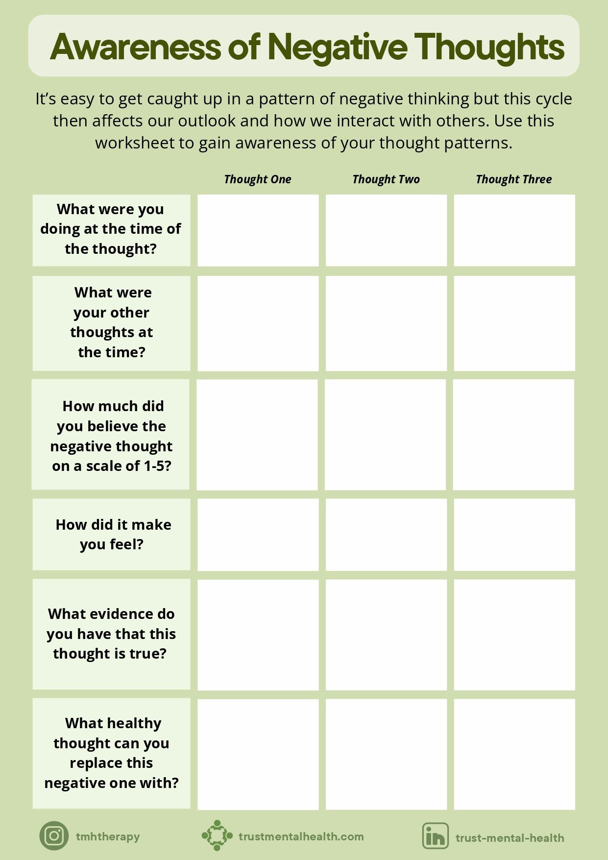 Therapy Worksheets | Cbt Worksheets | Trust Mental Health with Printable Worksheets For Adults