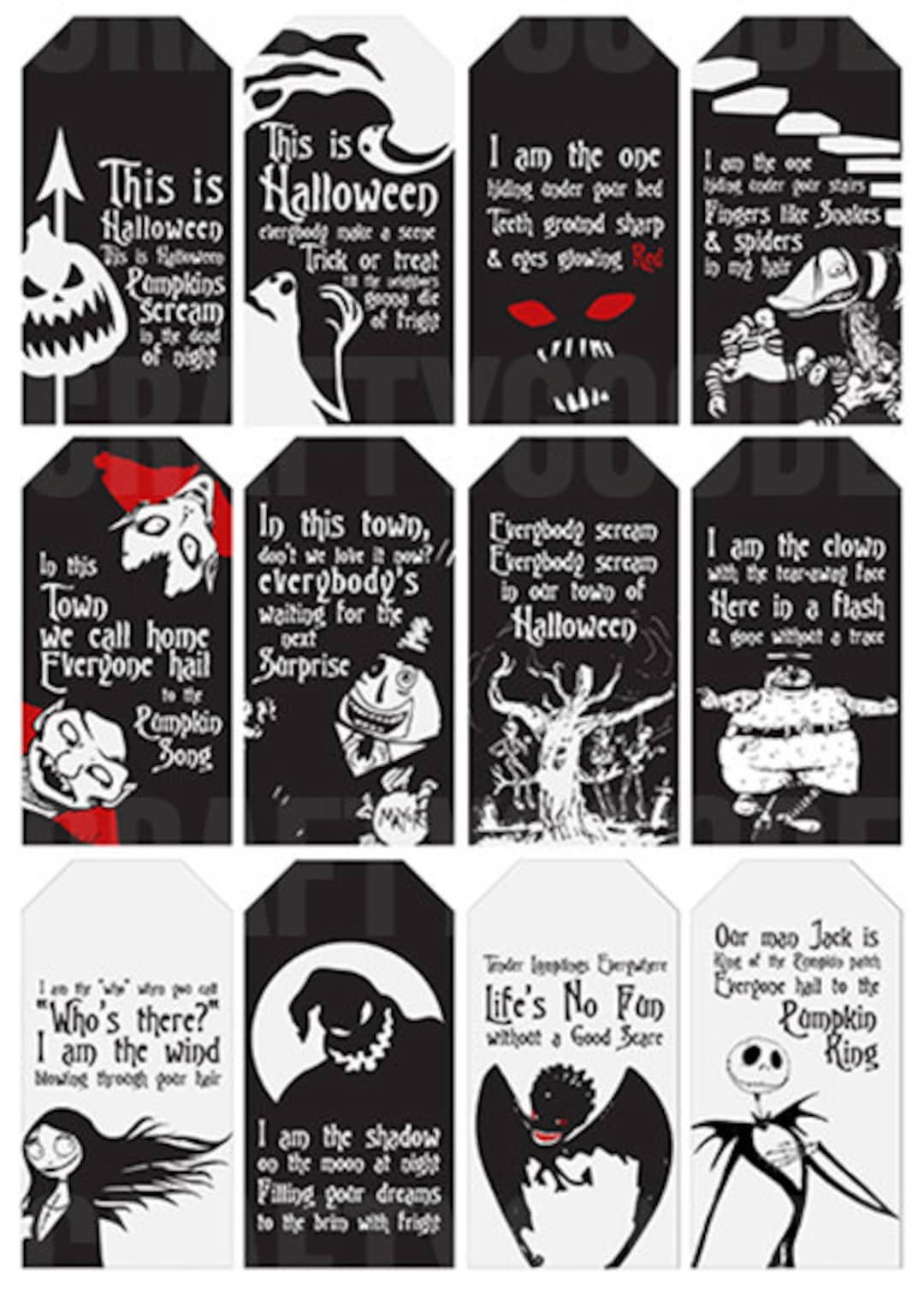 This Is Halloween The Nightmare Before Christmas Gift Tags Printable Typography - Etsy in Free Printable Nightmare Before Christmas Gift Tags