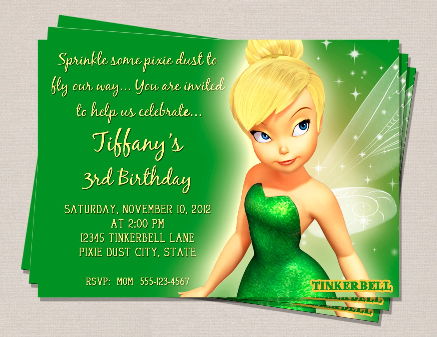 Tinkerbell Birthday Invitation Tinkerbell Tinkerbell Party Kids throughout Free Printable Tinkerbell Invitation Template