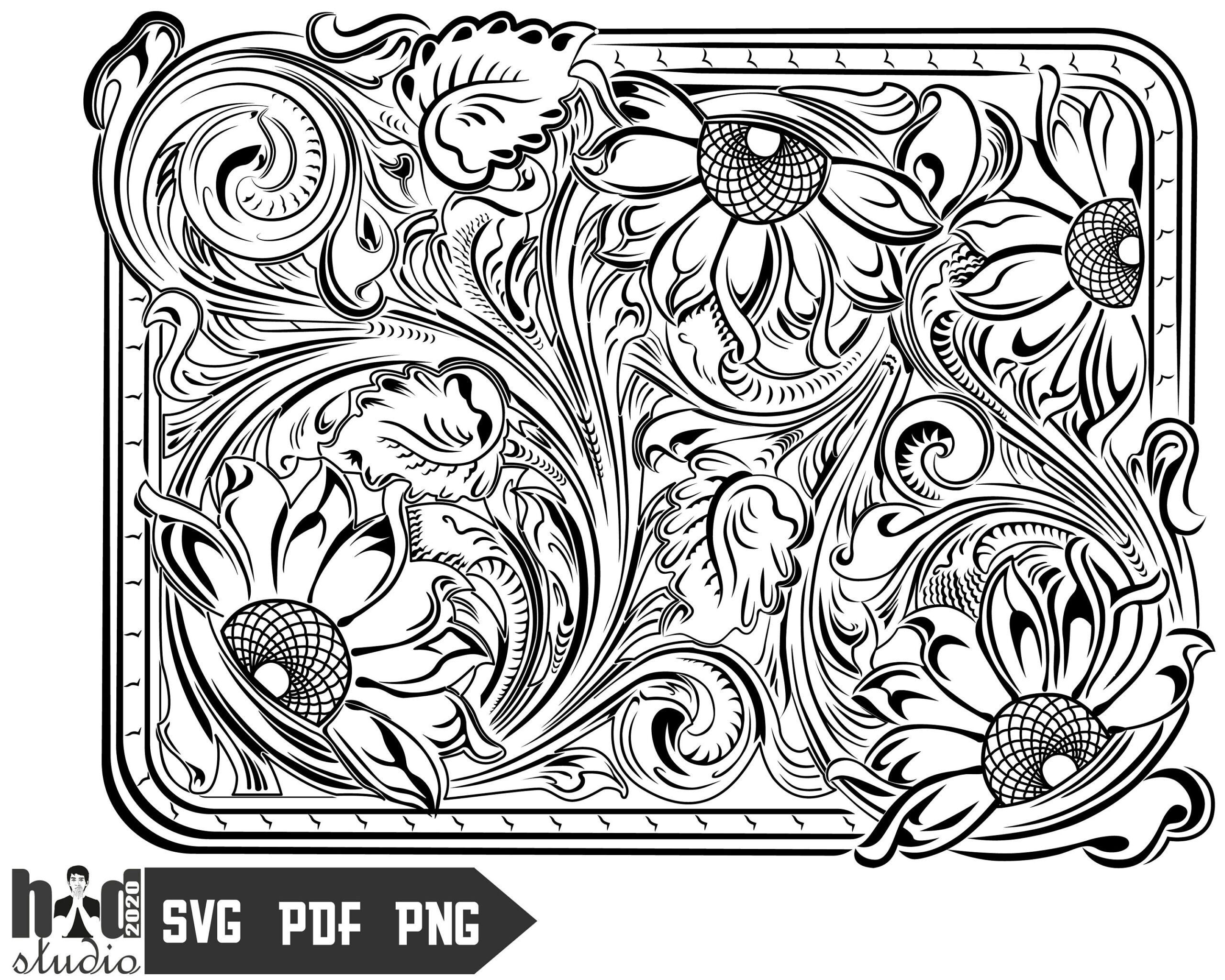 Tooled Leather Pattern Floral Svg - Etsy with regard to Printable Leather Floral Patterns