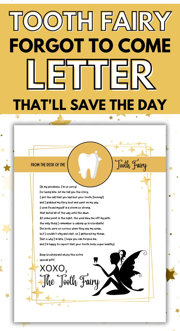 Tooth Fairy Forgot To Come Letter throughout Tooth Fairy Late Letter Printable Free