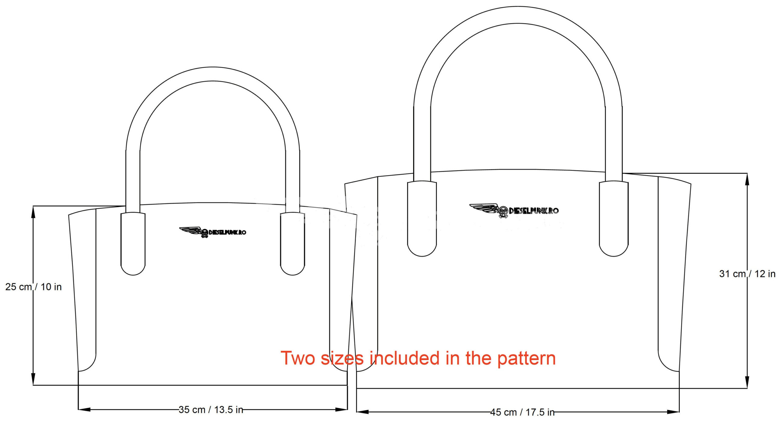 Tote Bag Pattern - Leather Diy - Pdf Download - Leather Bag throughout Printable Leather Bag Pattern Free