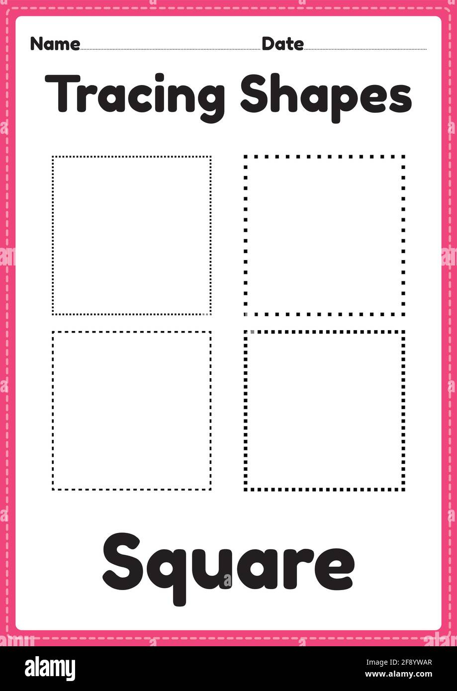 Tracing Square Shapes Worksheet For Kindergarten Hi-Res Stock pertaining to Printable Square Shape Worksheets