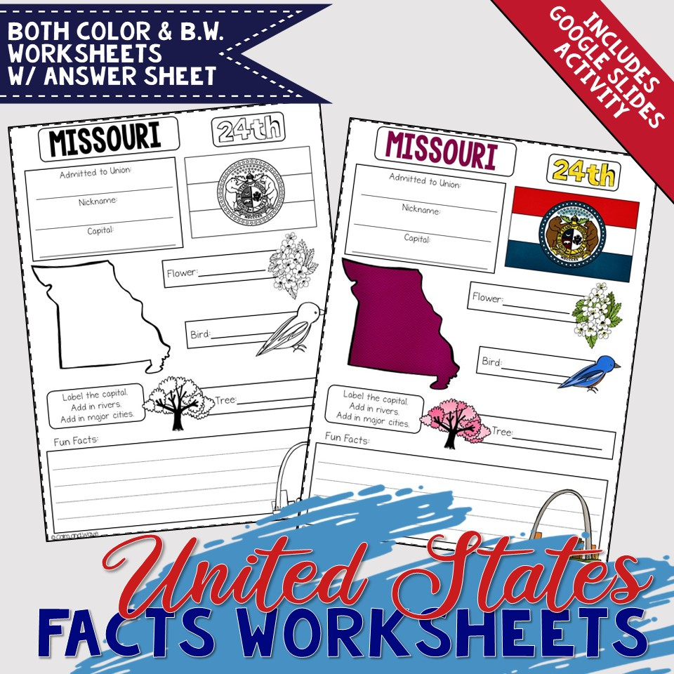 United States Facts Worksheets And Printables | Homeschool pertaining to Free Printable State Facts Worksheets