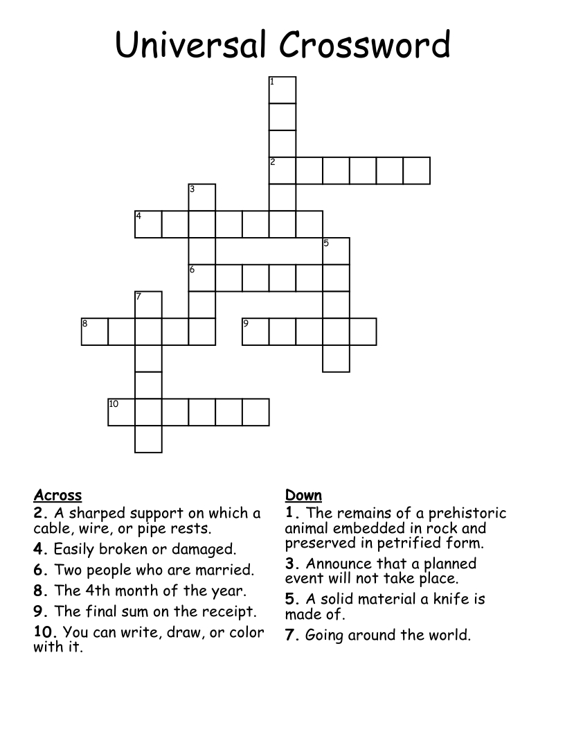 Universal Crossword - Wordmint with Universal Crosswords Printable