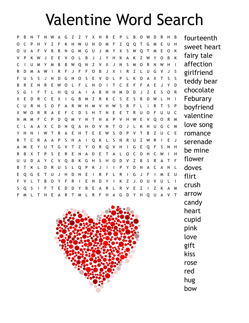 Valentine Word Search - Wordmint within Valentine Word Search Free Printable