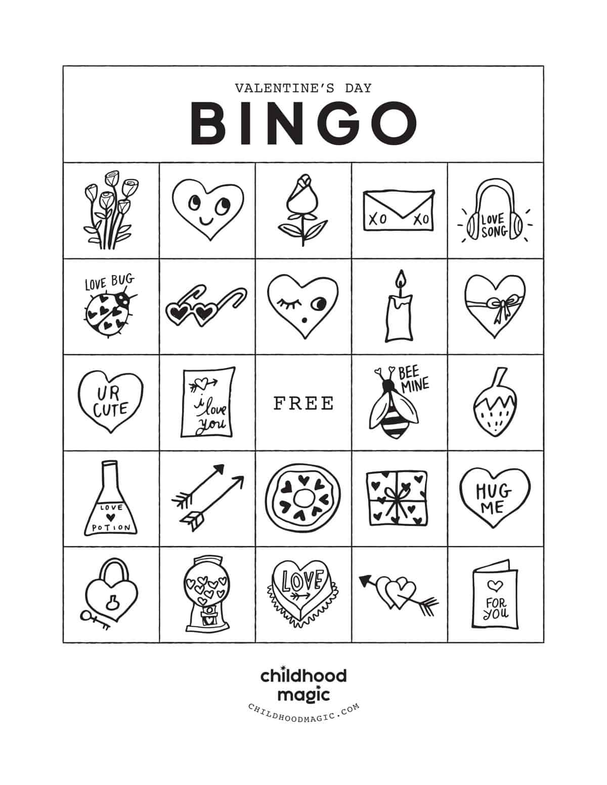 Valentine&amp;#039;S Day Bingo - Childhood Magic throughout Free Printable Valentine&amp;#039;S Bingo Cards