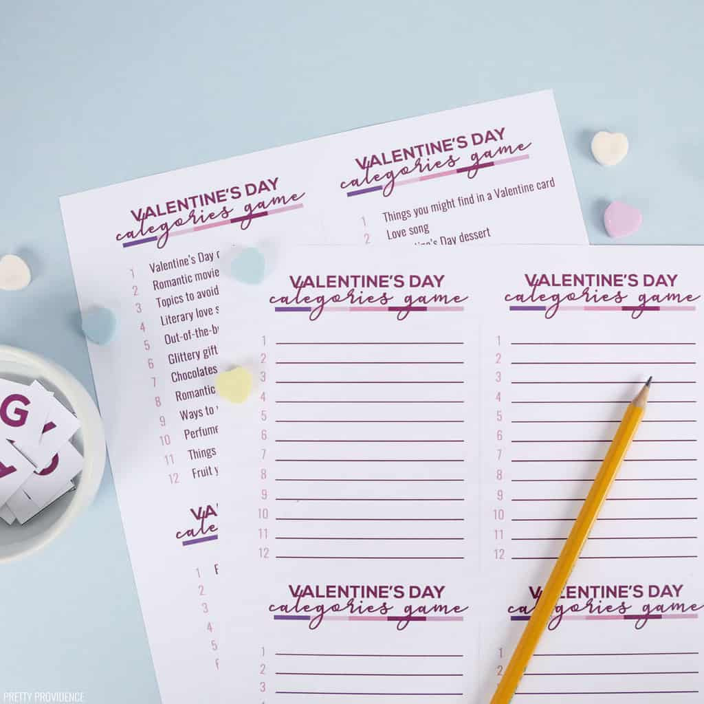 Valentine&amp;#039;S Day Categories Game Aka Scattergories - Pretty Providence for Valentine&amp;#039;S Day Scattergories Free Printable