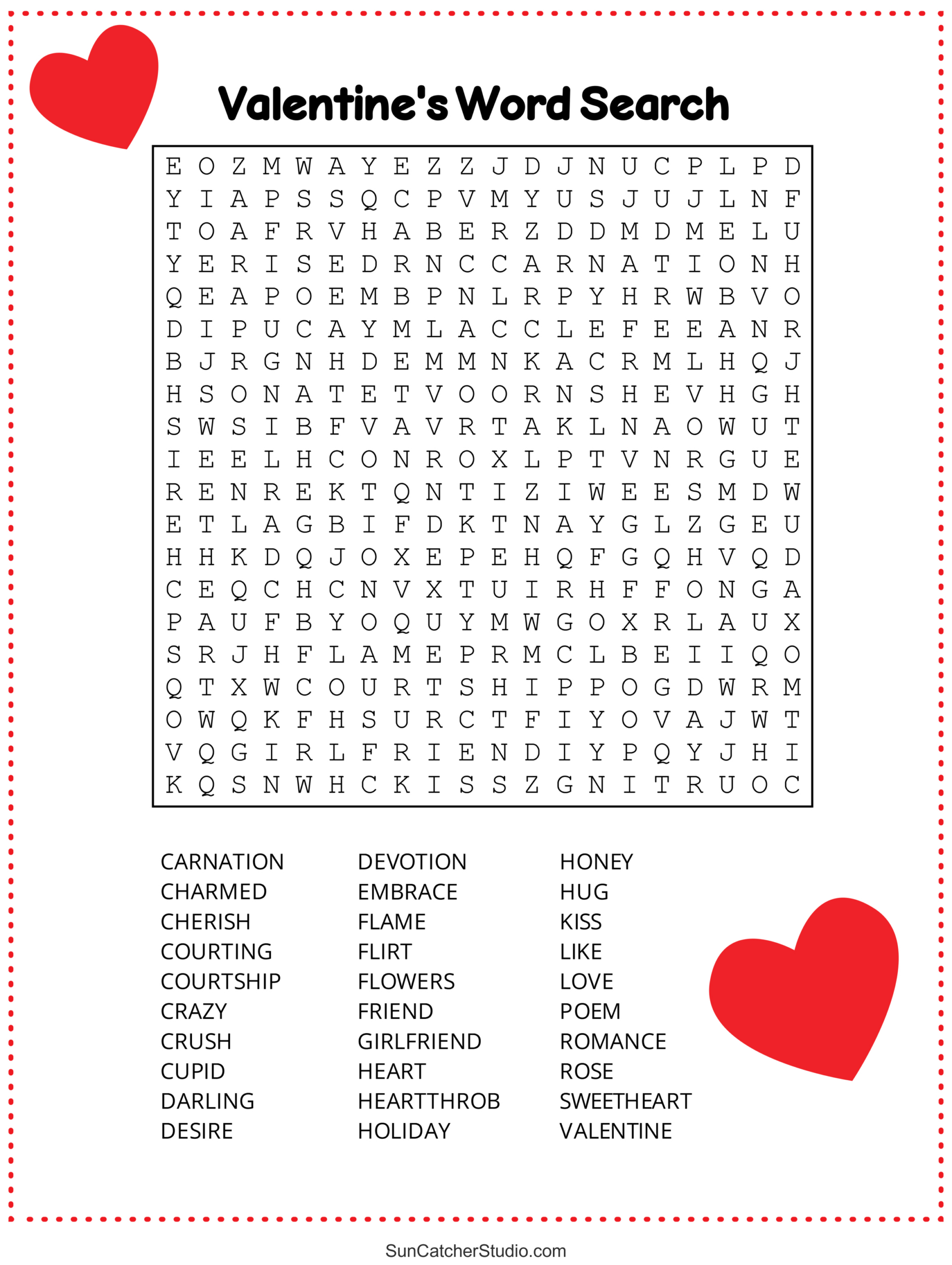 Valentine&amp;#039;S Day Word Search (Free Printable Pdf Puzzles) – Free throughout Valentine Word Search Free Printable