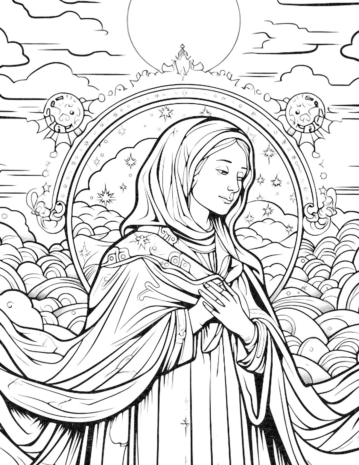 Virgin Mary Coloring Pages - S.d. Cason Catholic Gallery for Free Printable Catholic Coloring Pages