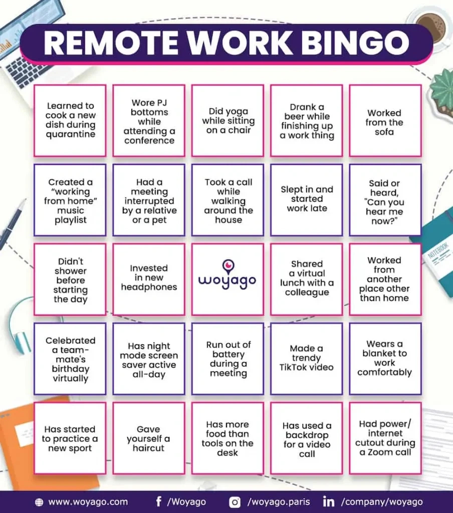 Virtual Team Building Bingo: Our Top 9 Tips &amp;amp; Ideas | Woyago within Team Building Bingo Cards