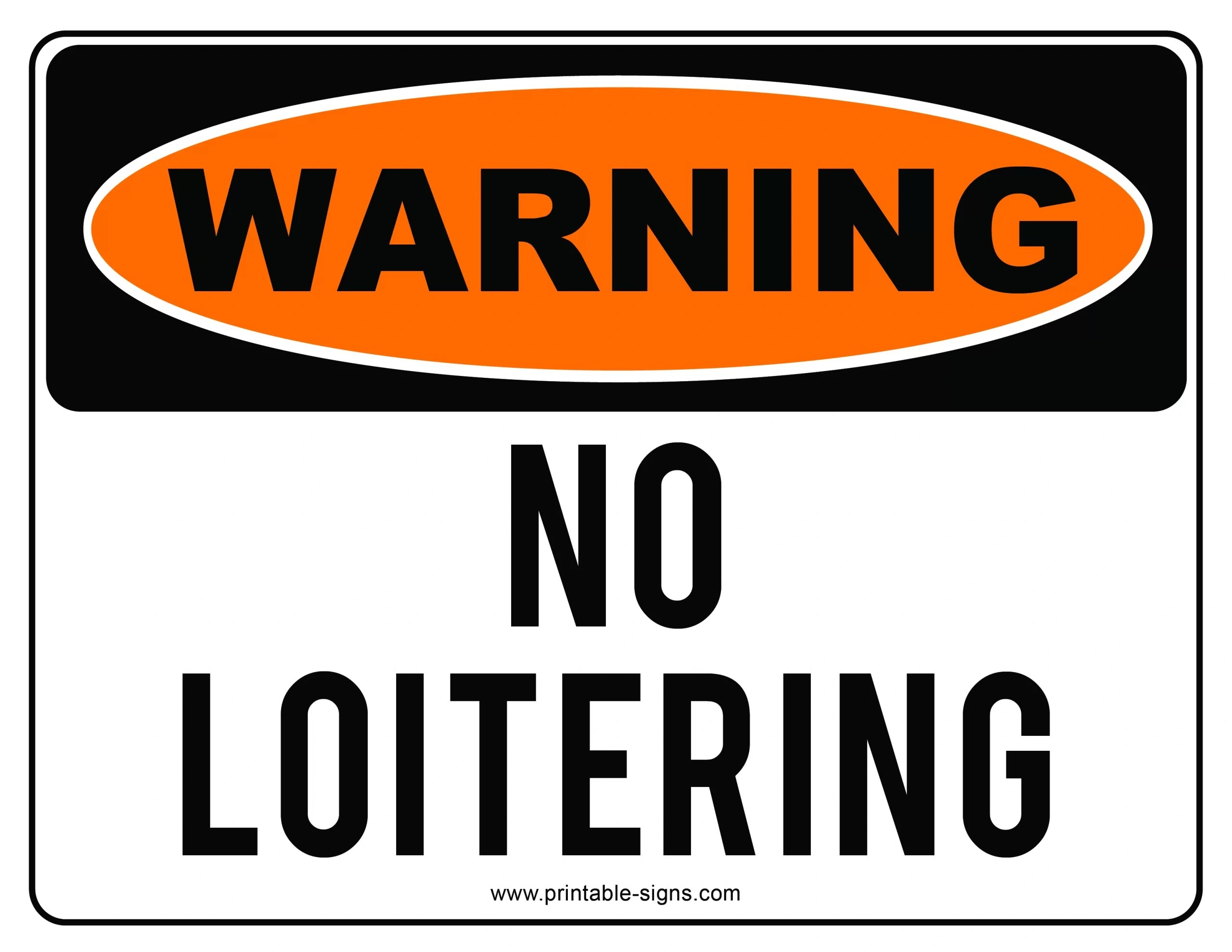 Warning No Loitering Sign Printable - Printable Signs inside No Loitering Sign Printable