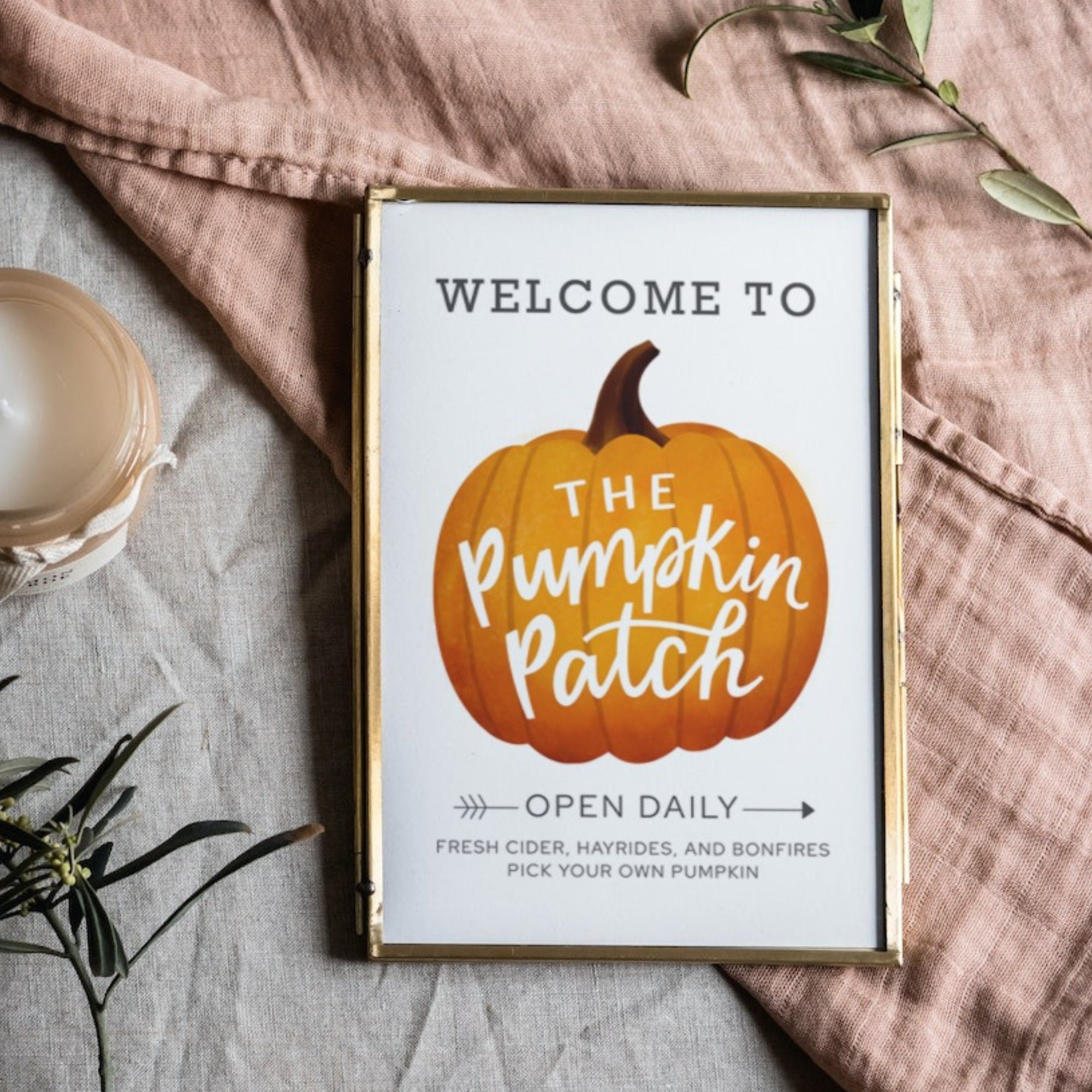 Welcome To Our Pumpkin Patch Print, Fall Printable Sign, Farmhouse inside Pumpkin Patch Sign Printable