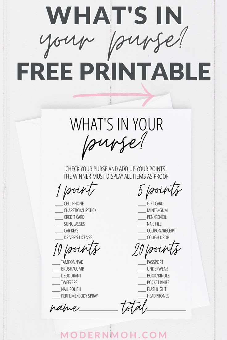 What&amp;#039;S In Your Purse? Game Free Printable with What&amp;#039;S In Your Purse Free Printable Game