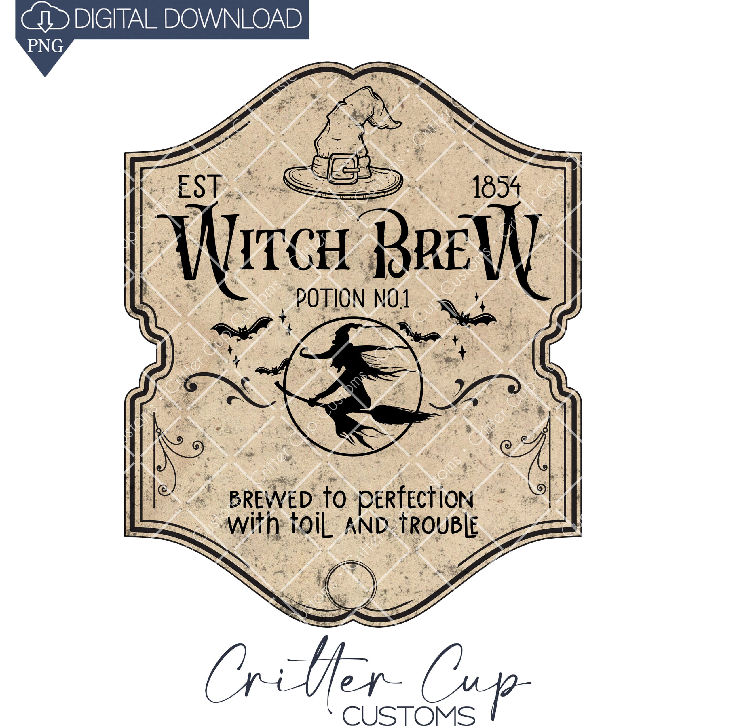 Witch Brew Label Png, Witch Brew Label Decal, Witch Brew Decal Png in Printable Witches Brew Label