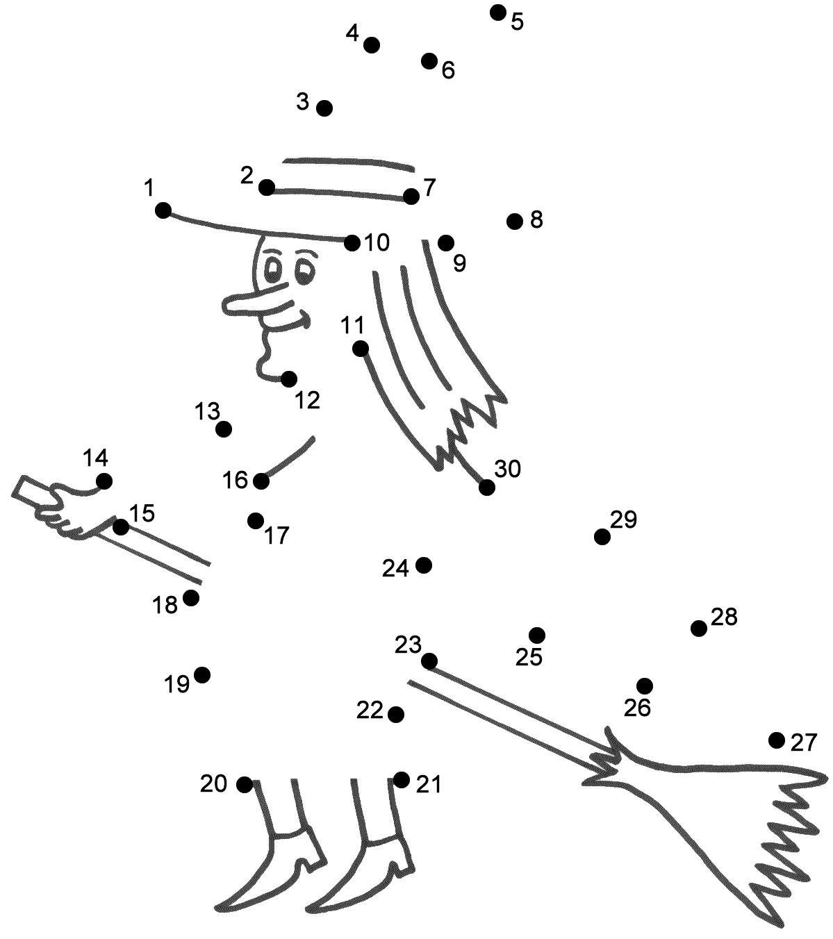 Witch On Broom - Connect The Dots, Count1&amp;#039;S (Halloween) intended for Halloween Connect The Dots Printable