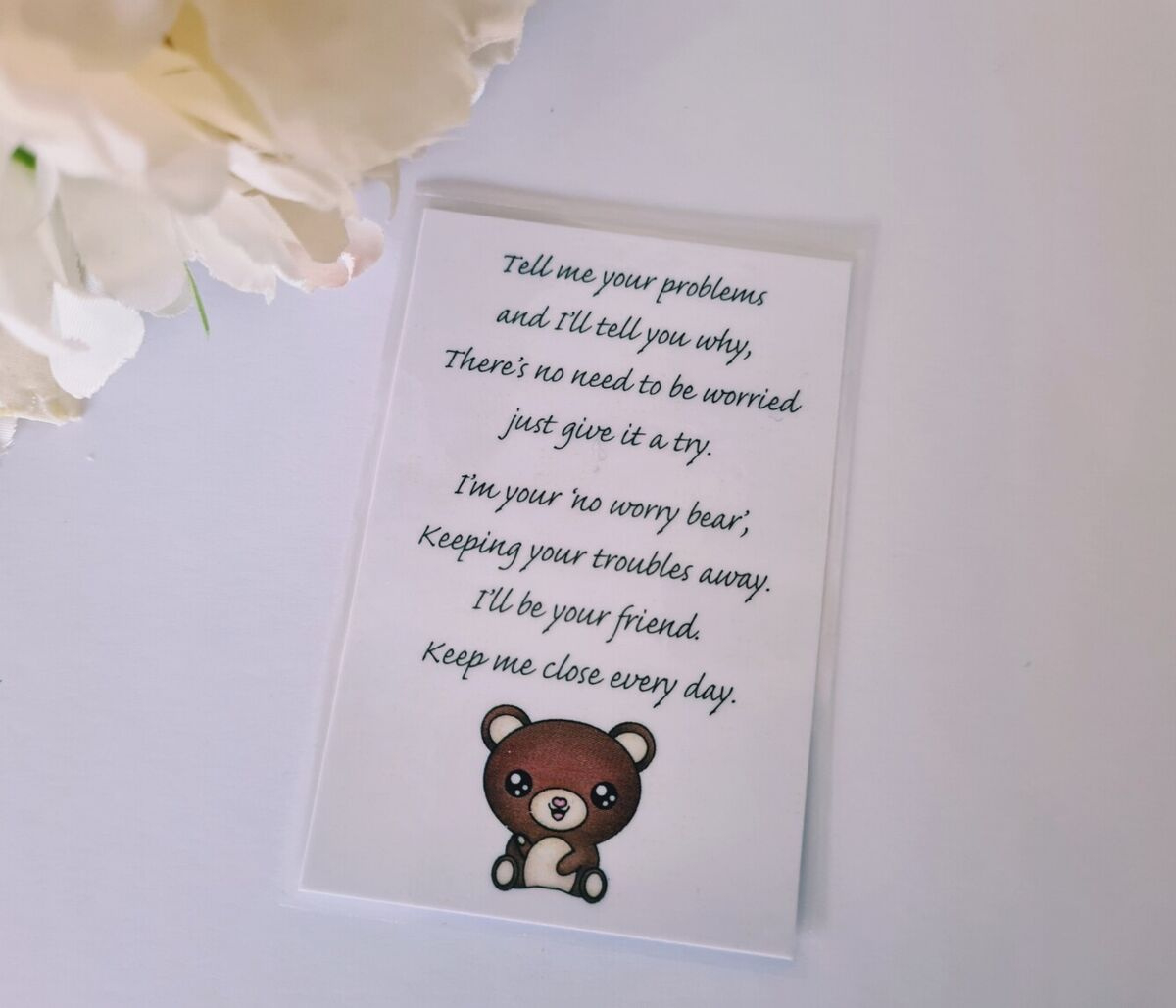 Worry Bear Poem Anxiety Laminated Card Keepsake Credit Card Sized 1 Provided pertaining to Printable Memory Bear Poem