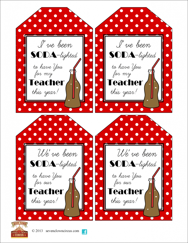 You Are &amp;quot;Soda&amp;quot; Lightful Teacher Apprecation Printable for Soda Lighted Free Printable