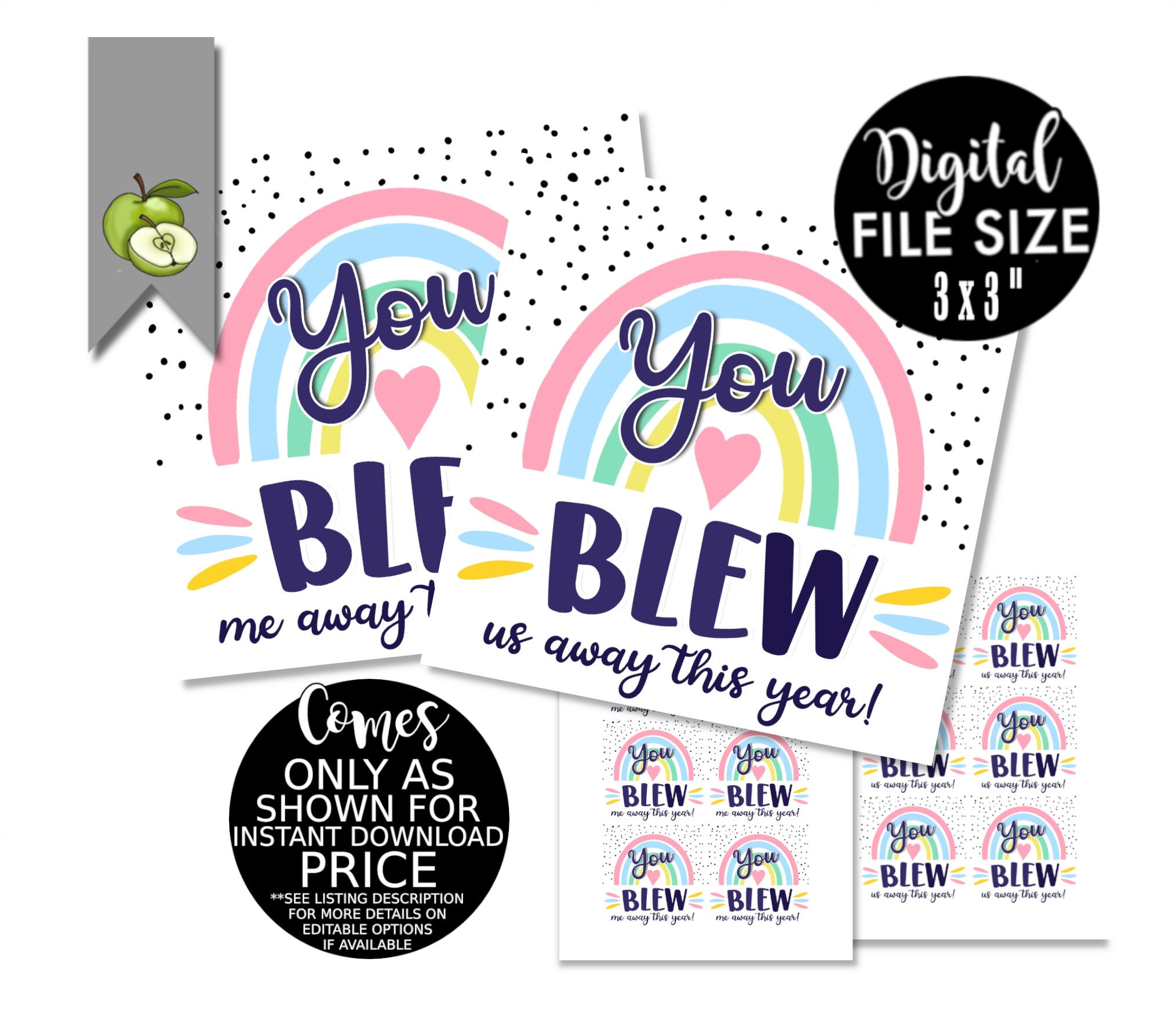 You Blew Me/Us Away Gift Tag, Printable Bubbles Gift Tag, Teacher regarding You Blew Me Away This Year Tags Free Printable