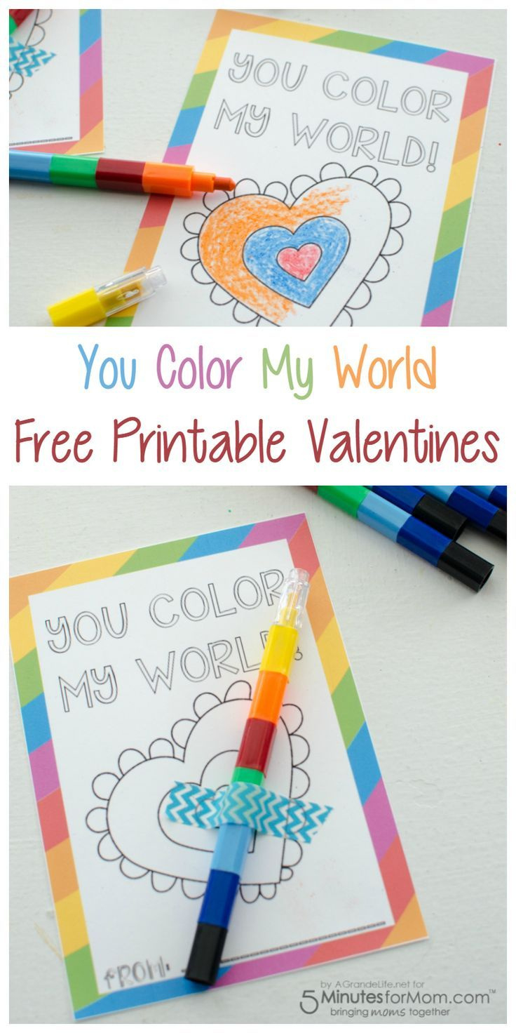 You Color My World&amp;quot; Free Printable Valentines within You Color My World Valentine Free Printable