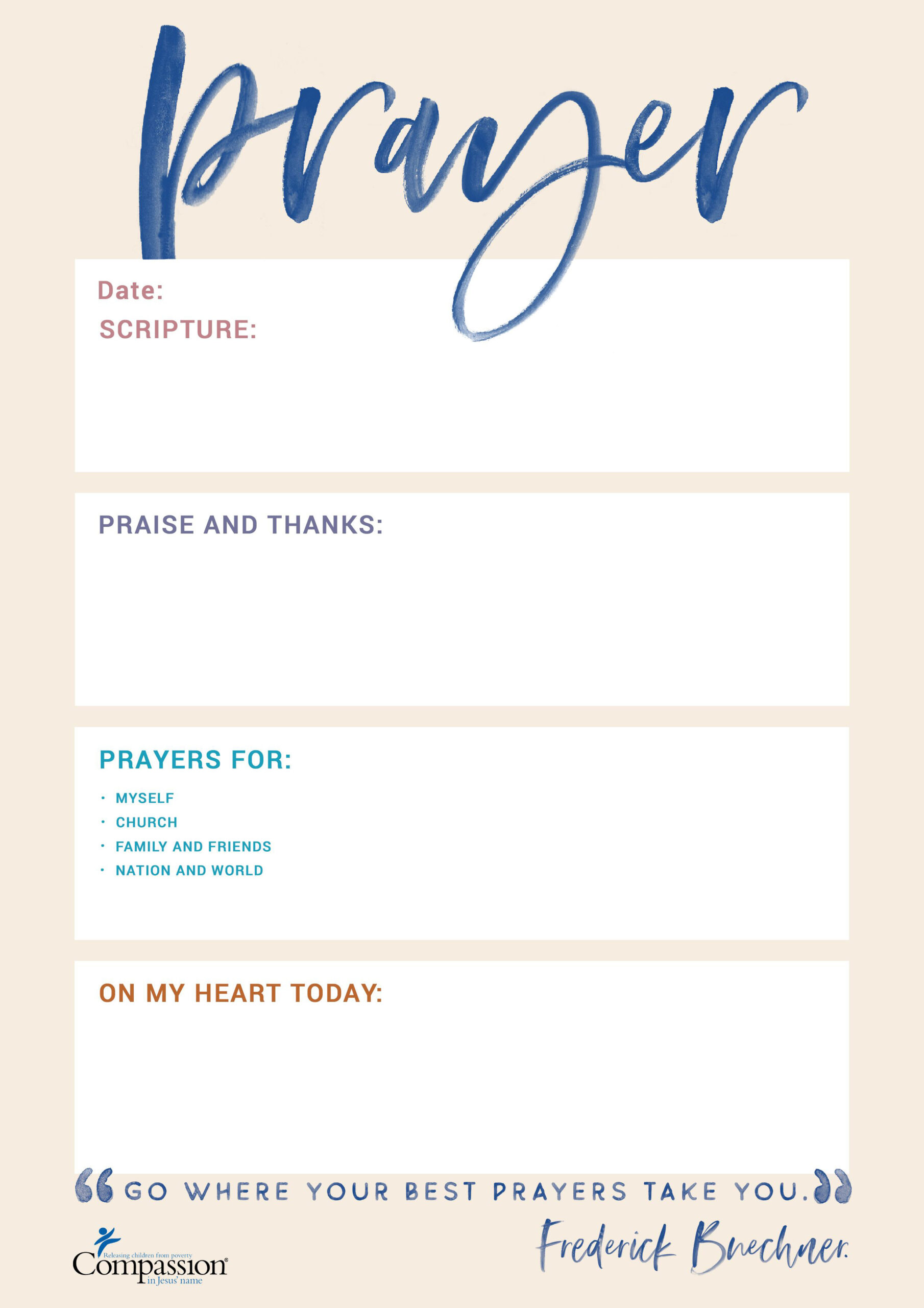 Your Free Prayer Journal Templates | Compassion Uk pertaining to Free Printable Prayer Journals