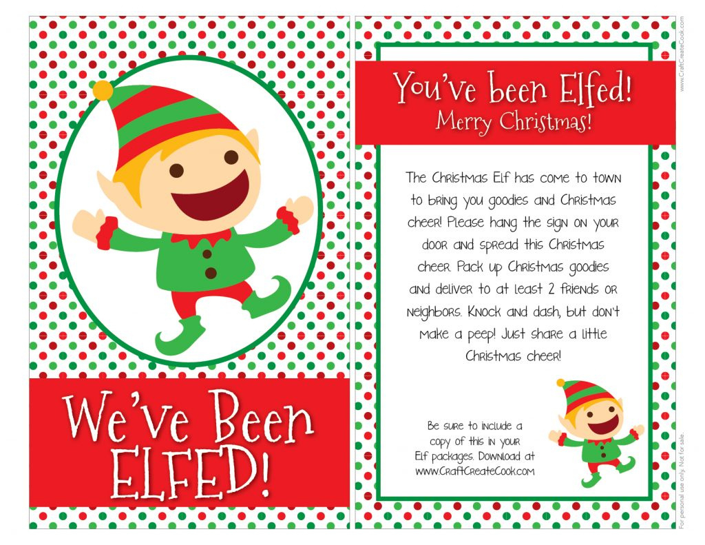 You&amp;#039;Ve Been Elfed With Free Printable - Craft Create Cook regarding You&amp;amp;#039;ve Been Elfed Printable Free