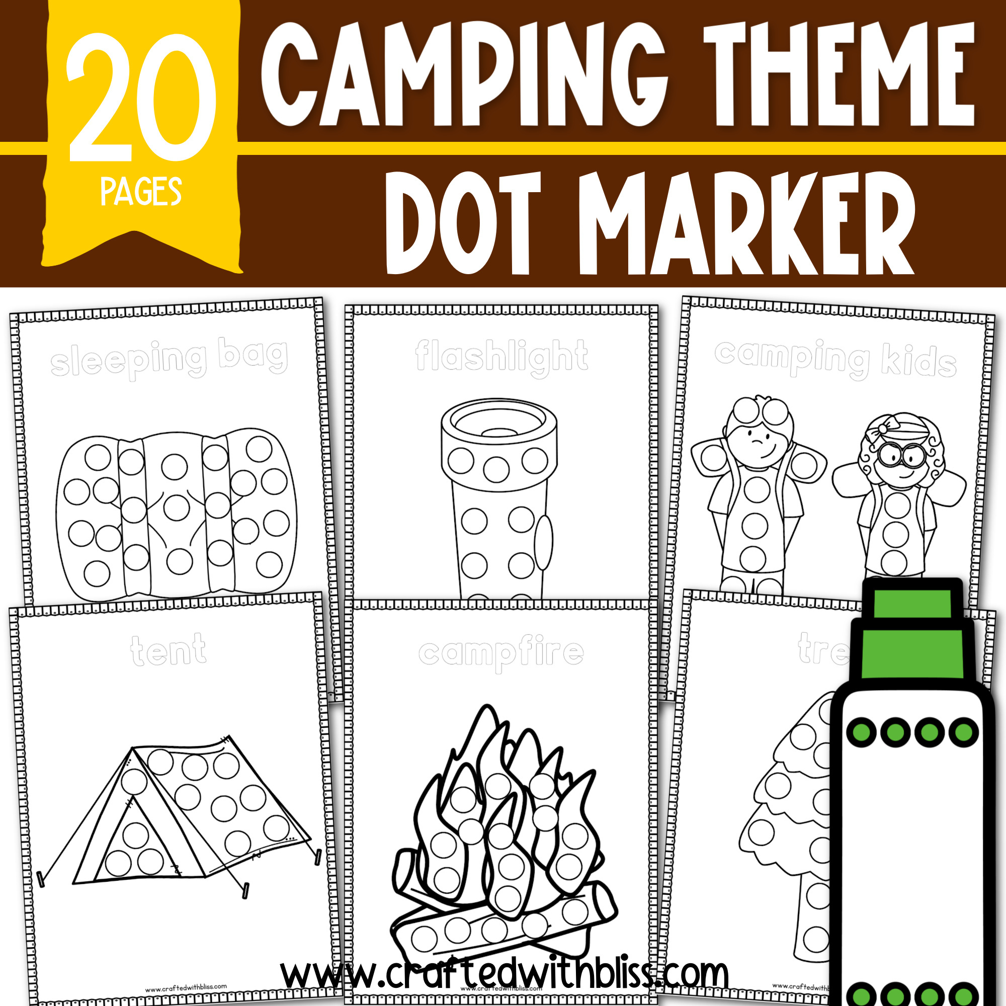 10 Free Camping Dot Marker Craft Theme with Camping Do a Dot Printables