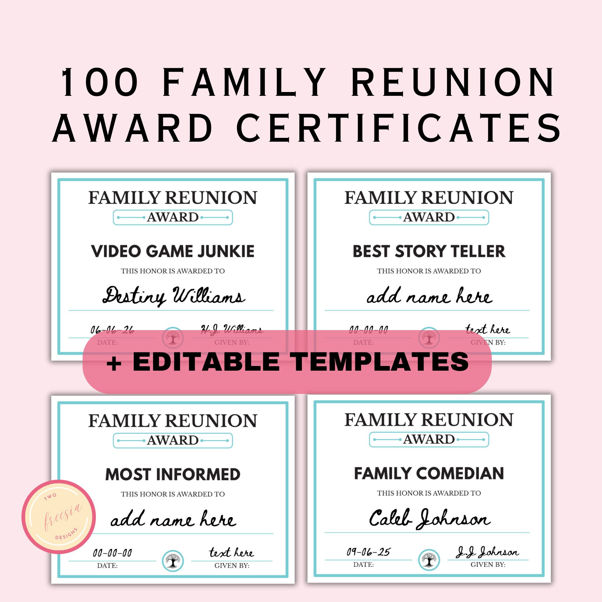 100 Editable Family Reunion Award Certificates - Funny Family pertaining to Family Reunion Certificates Free Printable