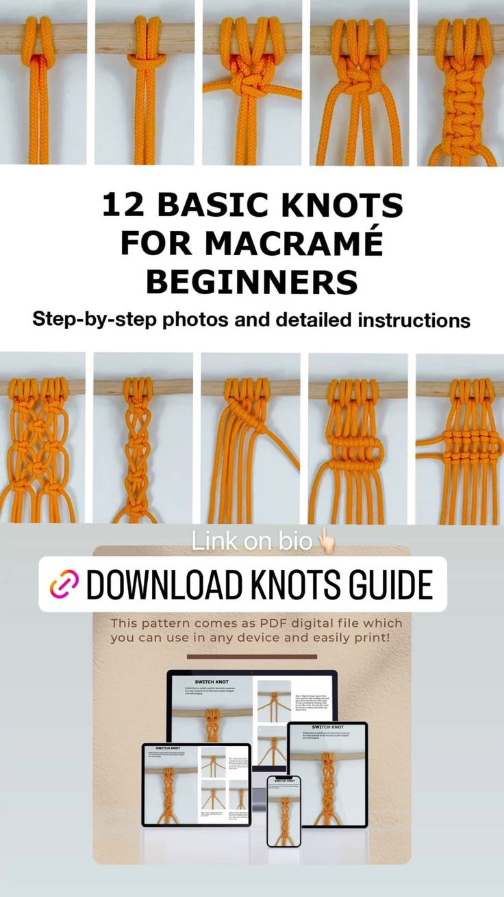 12 Macrame Basic Knots Pdf Pattern For Beginners. Download Link On throughout Free Printable Macrame Knots