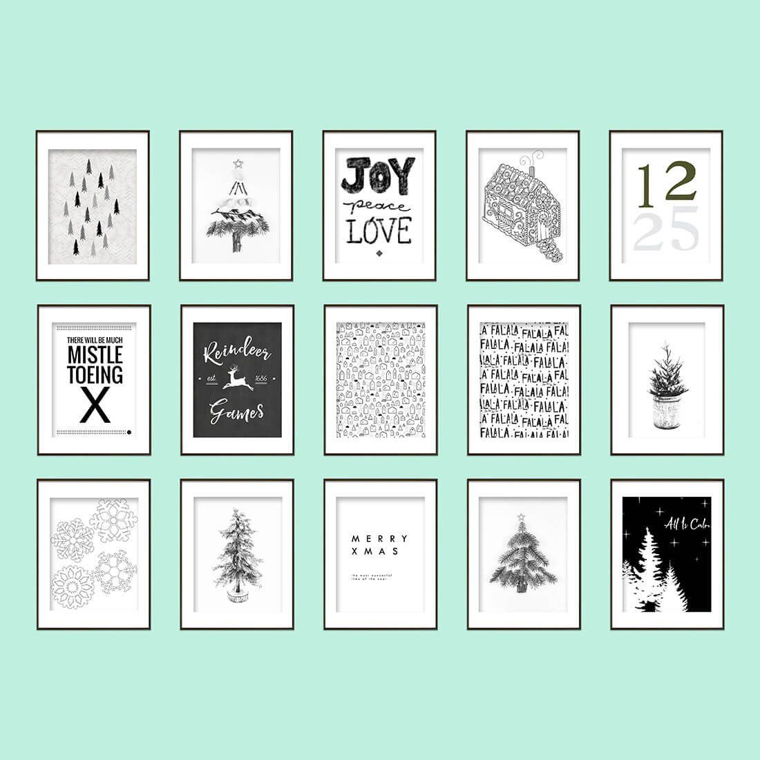 15 Free Christmas Printables • B&amp;amp;W Holiday Roundup • Little Gold Pixel intended for Black And White Christmas Printables