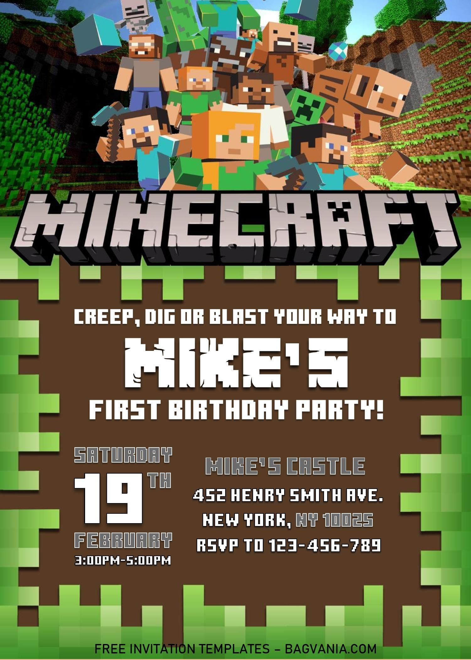 17 Adam&amp;#039;S 10Th Birthday Ideas | Minecraft Party, Minecraft within Downloadable Free Printable Minecraft Invitations