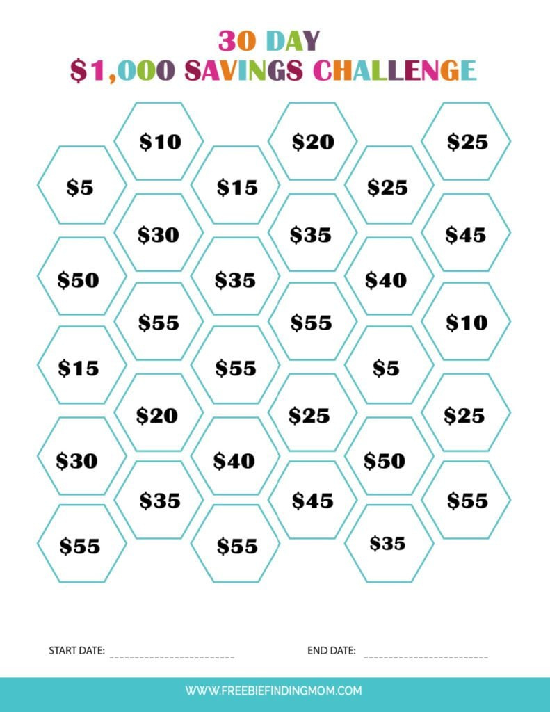 2 Printable Money Saving Challenges regarding Low Income Savings Challenge Free Printable