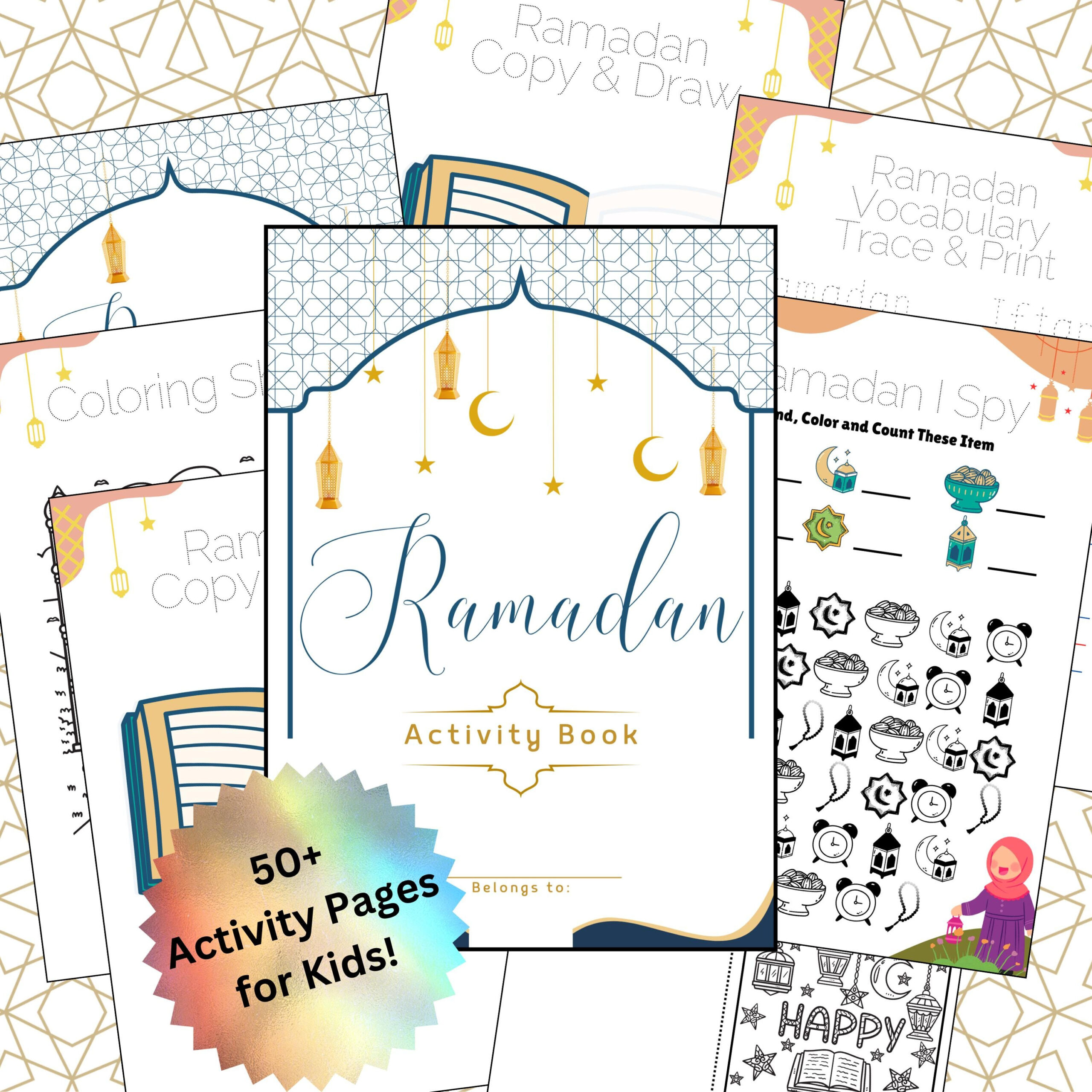 2025 Ramadan Kids Printable Aktivitätenpaket 50+ Seiten Vokabeln in Happy Ramadan 2025 Printable